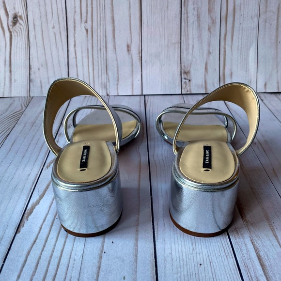 Authentic Zara Silver Slides/Mules - Picture 3 of 7